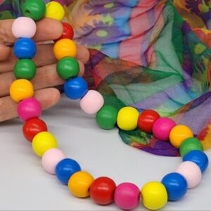Lightweight Necklace Colorful Jewelry Hypoallergenic Woodmade Stretchy